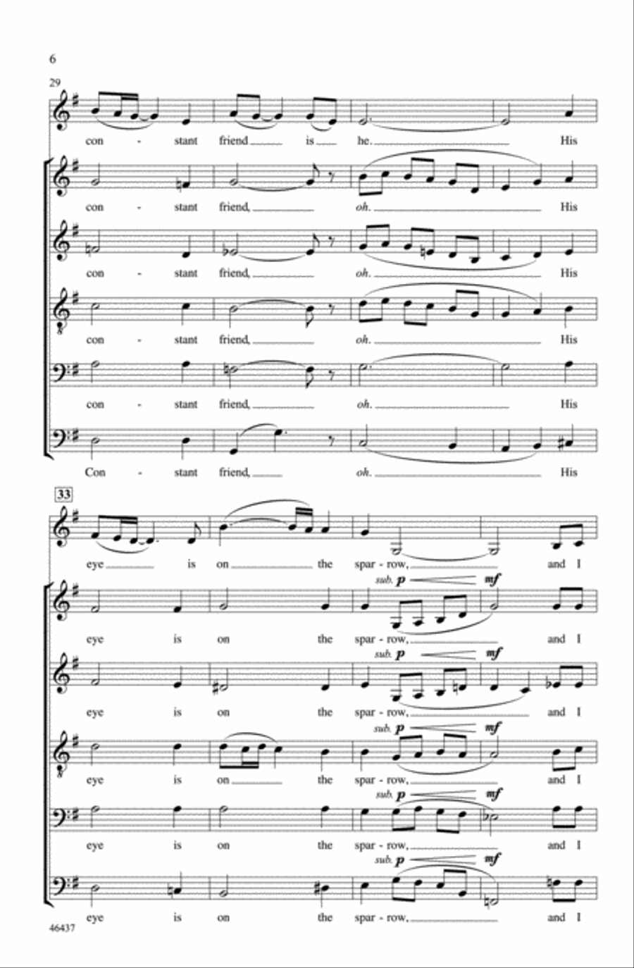 His Eye Is On the Sparrow Choir scores gallery preview page 5
