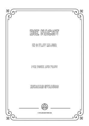 Book cover for Richard Strauss-Die Nacht in G flat Major,for Voice and Piano