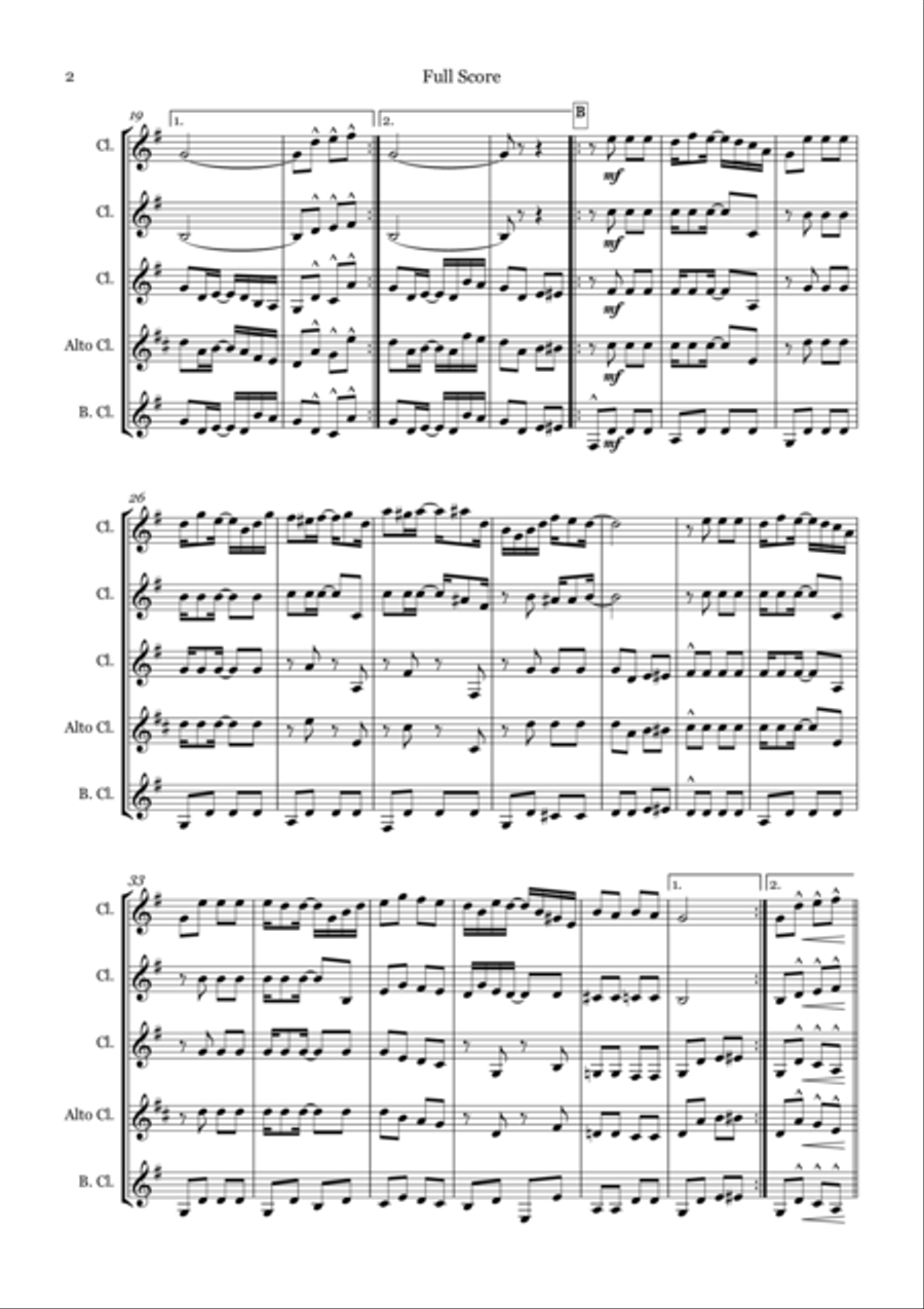 Sunflower Slow Drag for Clarinet Quartet Clarinet Quartet scores gallery preview page 3