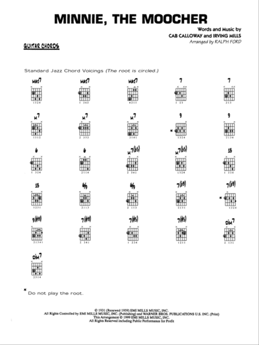 Minnie the Moocher: Guitar Chords Jazz Ensemble scores gallery preview page 1