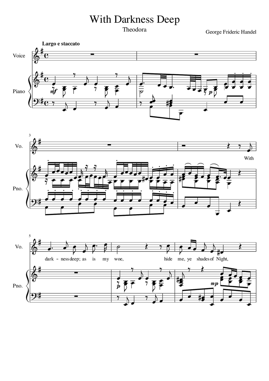 With Darkness Deep - E Minor Voice Solo scores gallery preview page 2