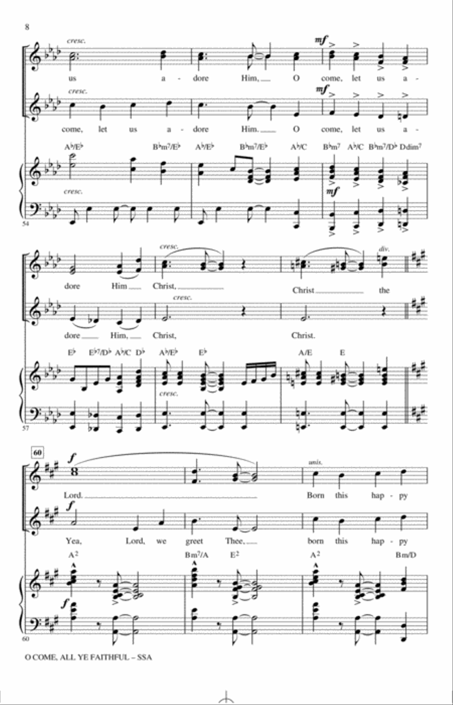 O Come, All Ye Faithful (arr. Mac Huff) SSA scores gallery preview page 7