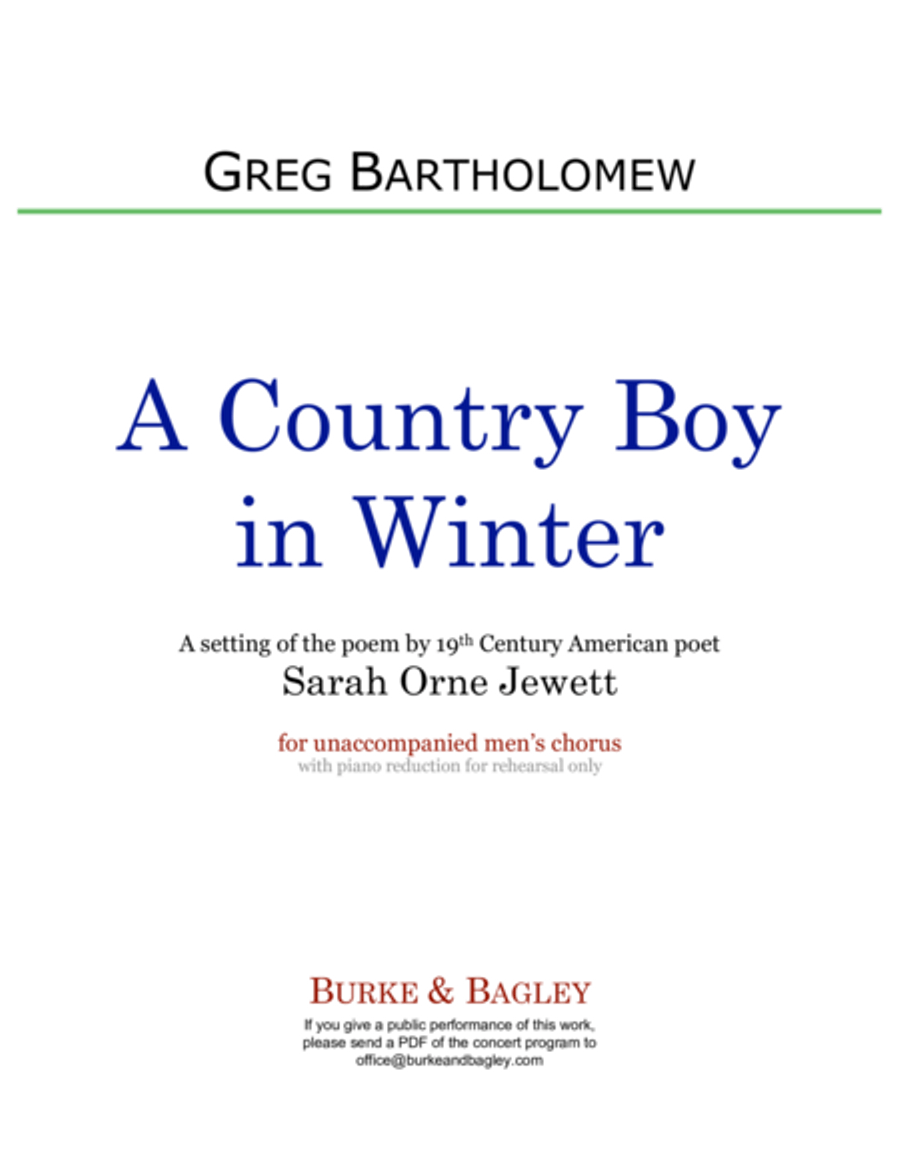 A Country Boy in Winter TTBB scores gallery preview page 1