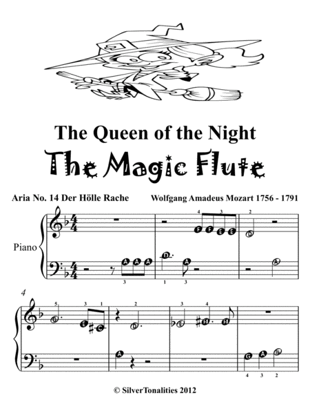 Queen of the Night Magic Flute Beginner Piano Sheet Music 2nd Edition