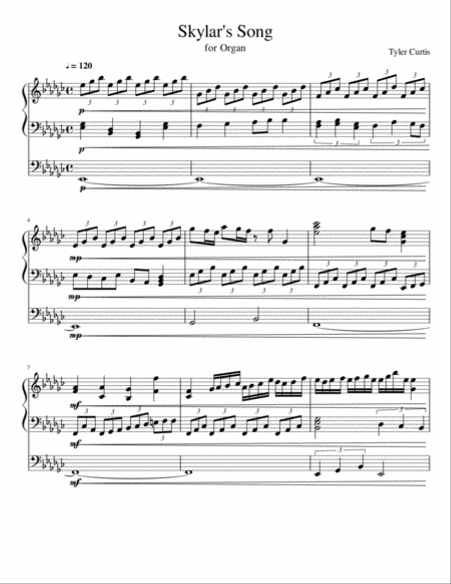 Skylar's Song Skylar's Song Organ Solo scores gallery preview page 1