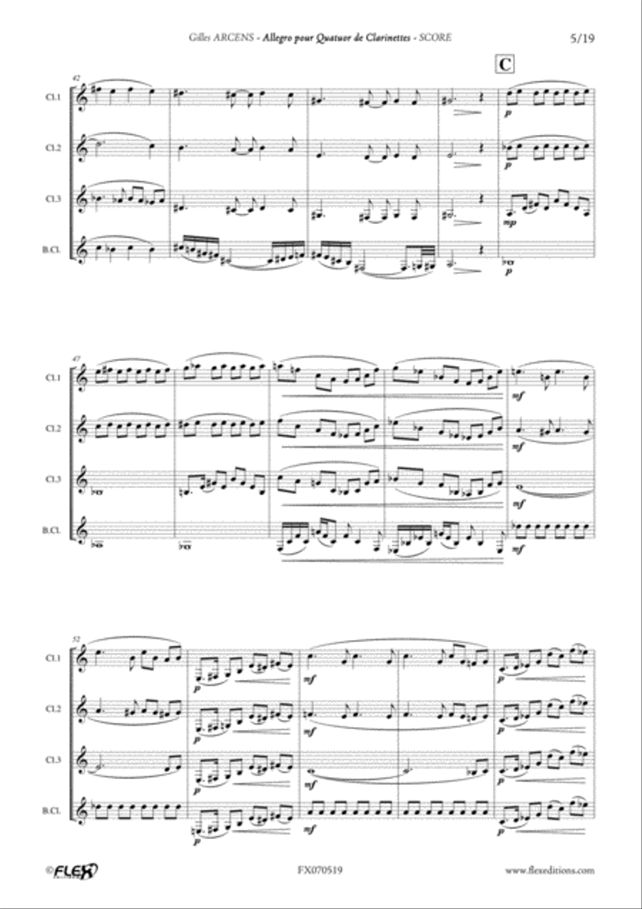 Allegro For Clarinet Quartet Clarinet Quartet scores gallery preview page 5