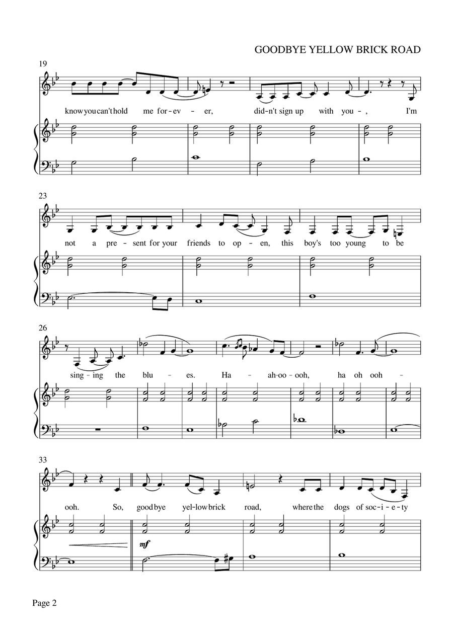 Goodbye Yellow Brick Road Alto Voice scores gallery preview page 2