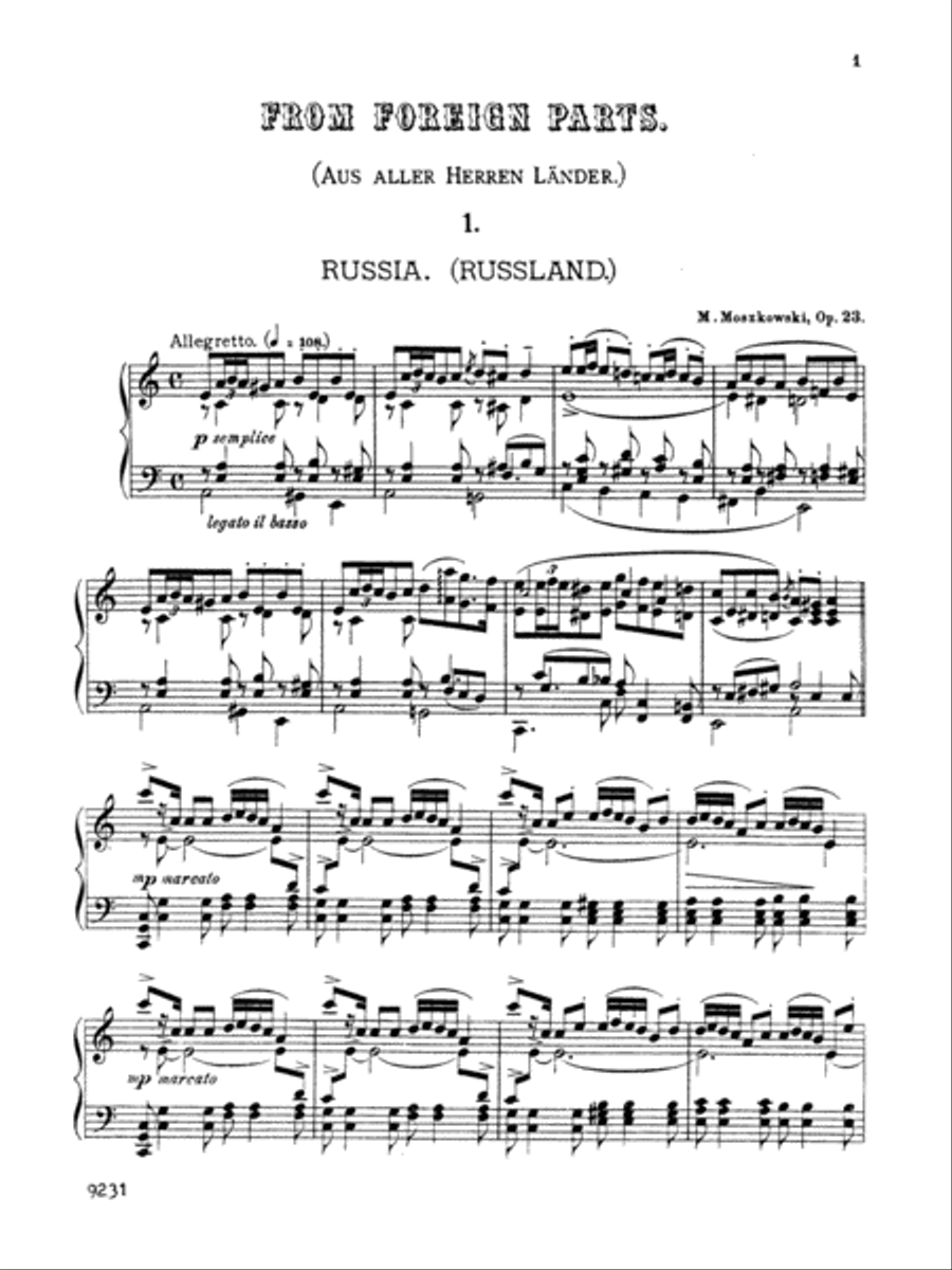 Moszkowski: From Foreign Parts, Op. 23 Piano Solo scores gallery preview page 1