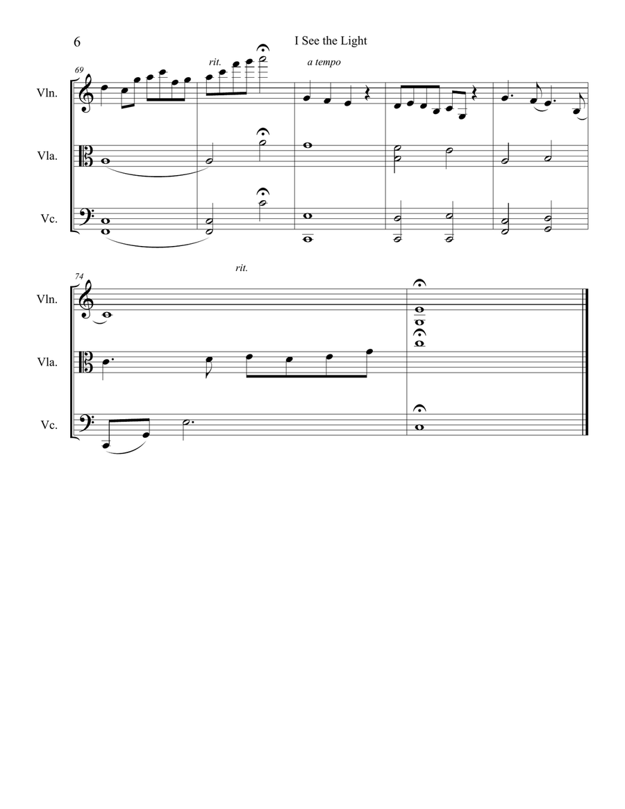 I See The Light String Trio scores gallery preview page 6