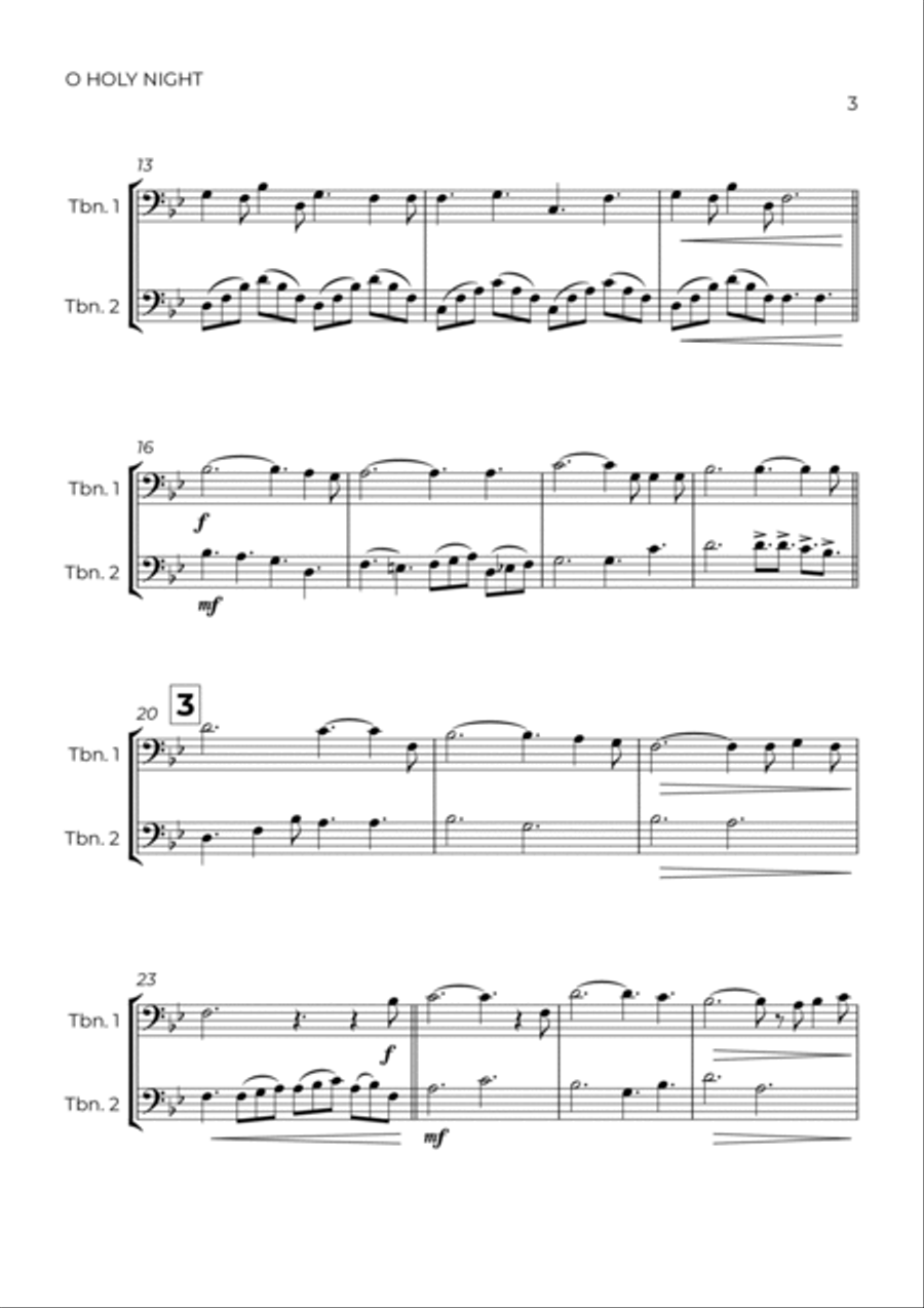 O Holy Night Trombone Duet scores gallery preview page 3