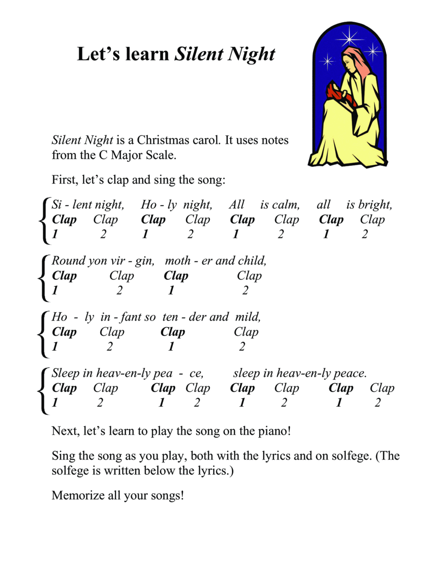 Silent Night (big letter notation) Voice scores gallery preview page 1