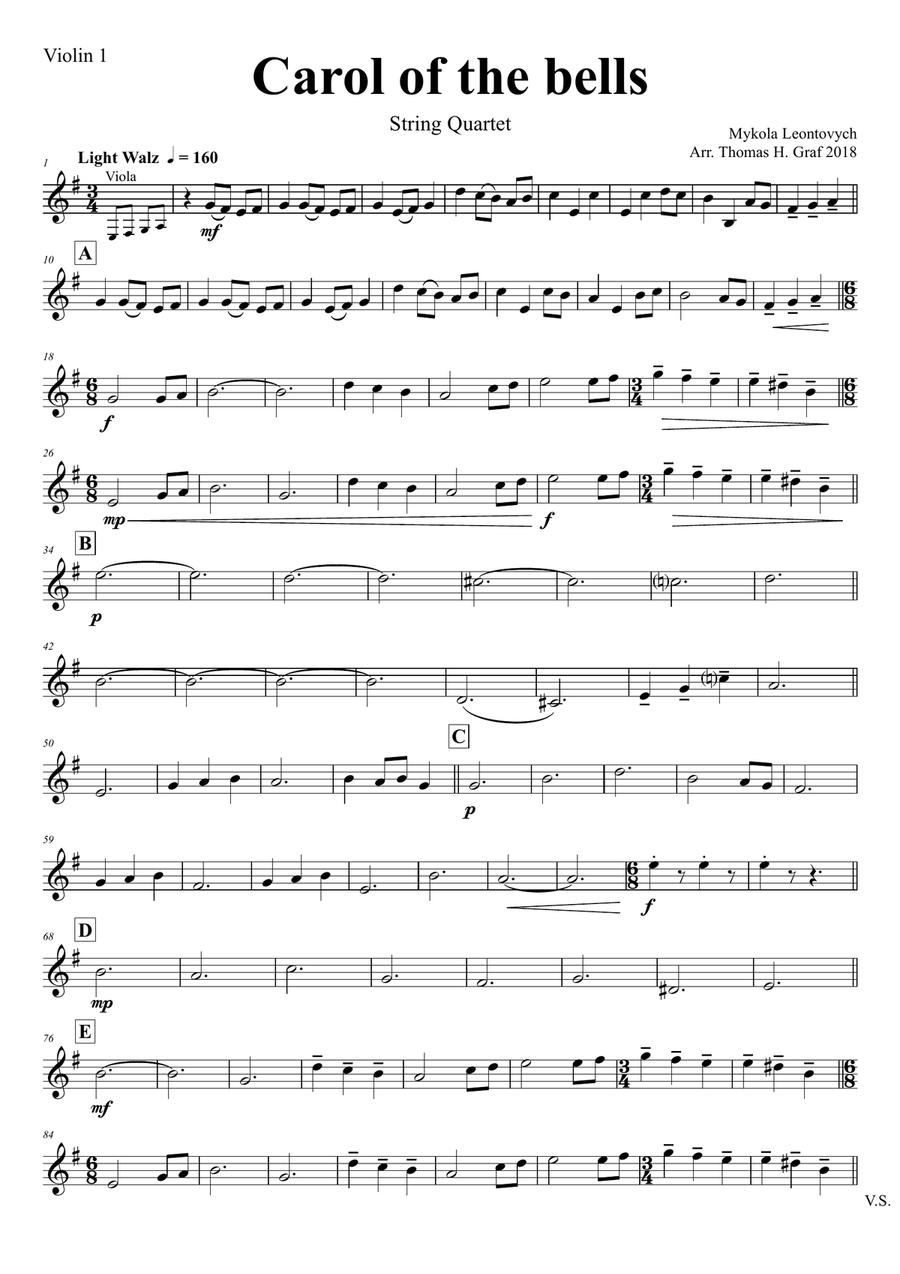 Carol of the Bells - Pentatonix style - String Quartet String Quartet scores gallery preview page 5