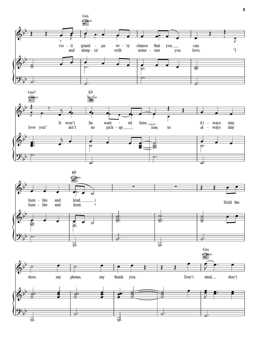 Humble And Kind Piano, Vocal, Guitar scores gallery preview page 3