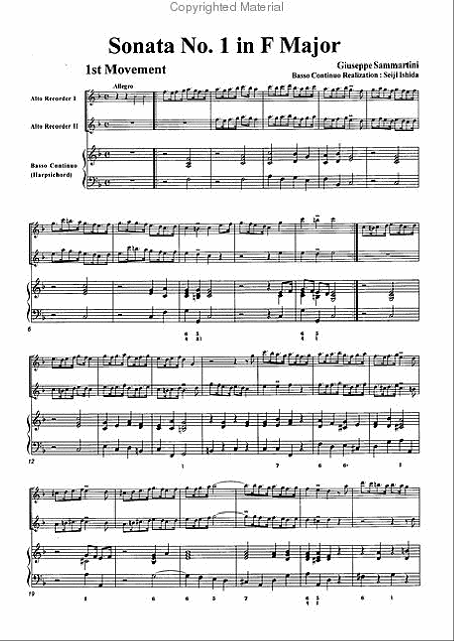Sonata No. 1 in F Major Alto Recorder scores gallery preview page 3
