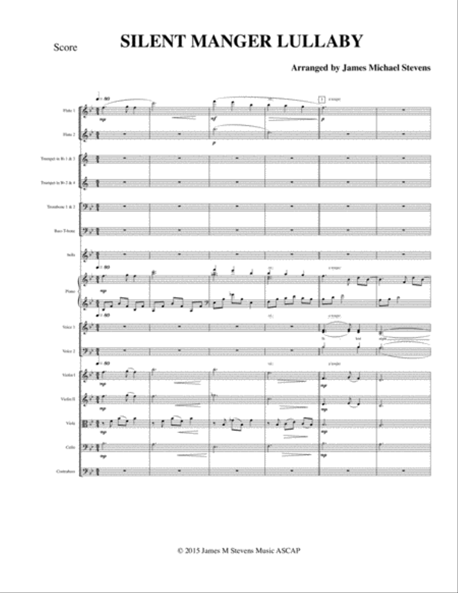 Silent Manger Lullaby Score and Parts 4-Part scores gallery preview page 1