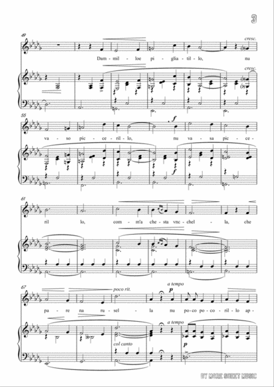 Tosti-'A Vucchella in D flat Major,for Voice and Piano Voice Solo scores gallery preview page 5