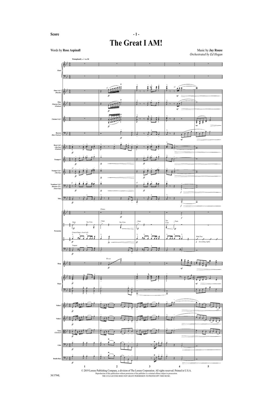 The Great I AM! - Orchestral Score and Parts (Digital Download) Set of Parts scores gallery preview page 3