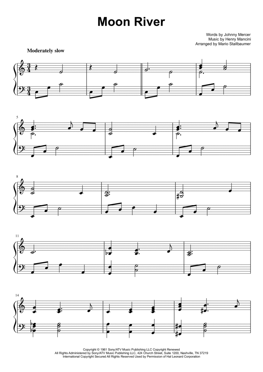 Moon River Piano Solo scores gallery preview page 1