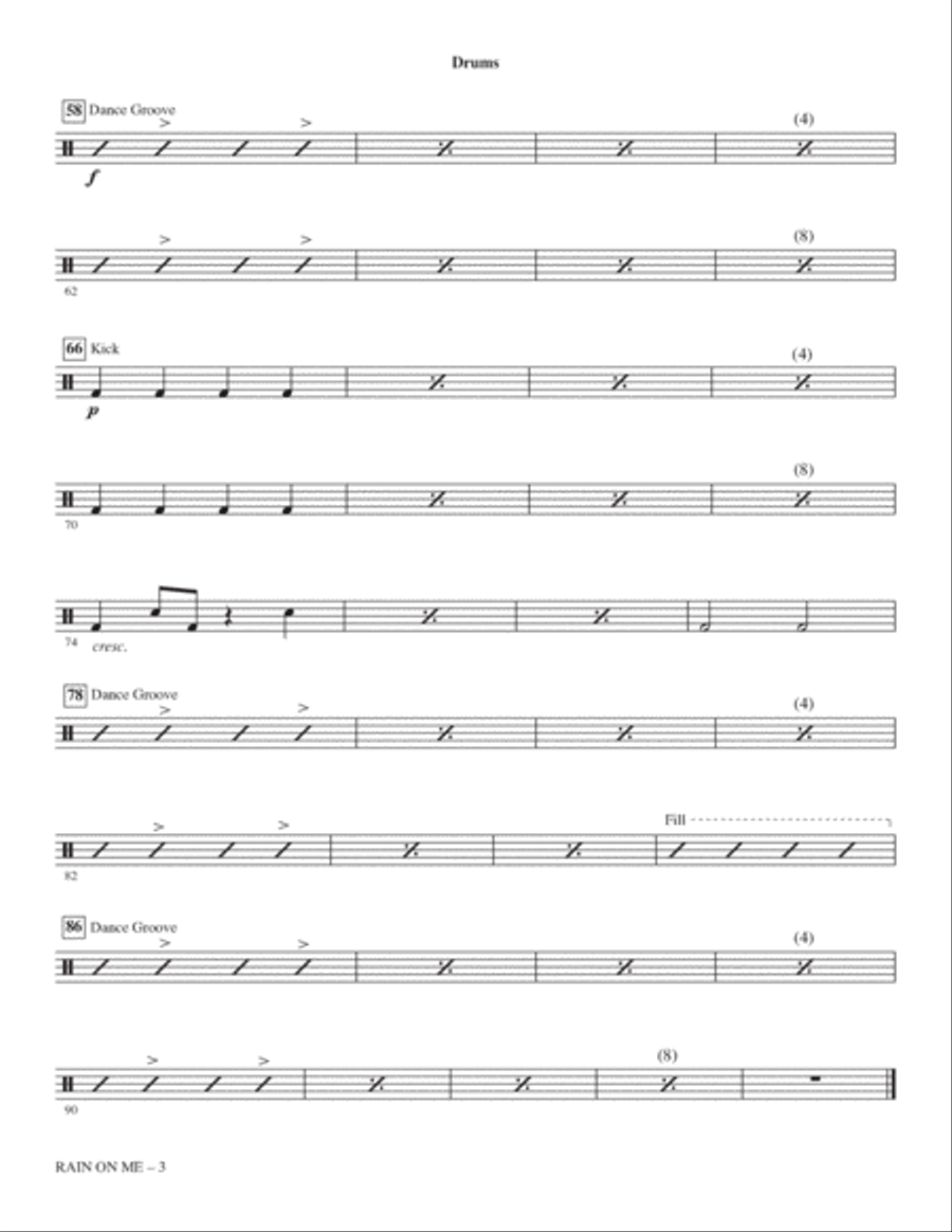 Rain On Me (arr. Mac Huff) - Drums Choir scores gallery preview page 3