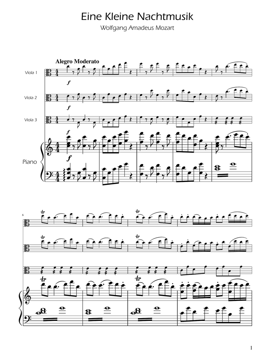 Mozart: Eine Kleine Nachtmusik (K.525) - Viola Trio