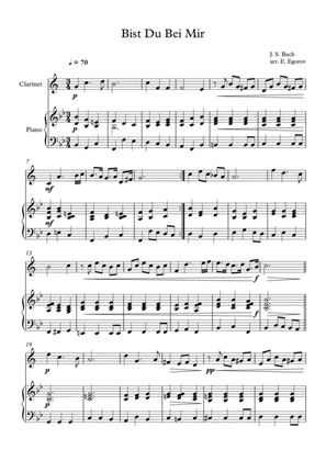 Bist Du Bei Mir, Johann Sebastian Bach, For Clarinet & Piano