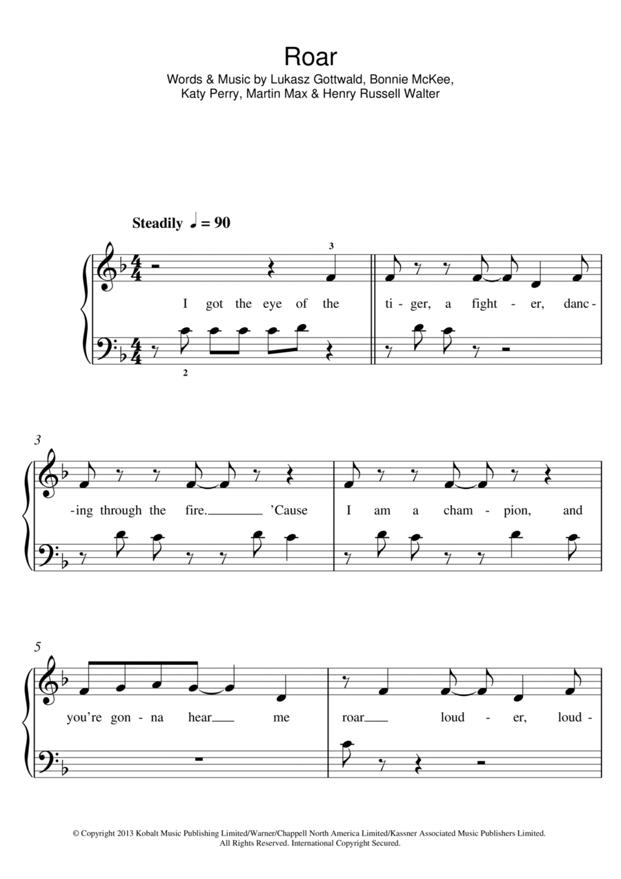 Roar Easy Piano scores gallery preview page 1