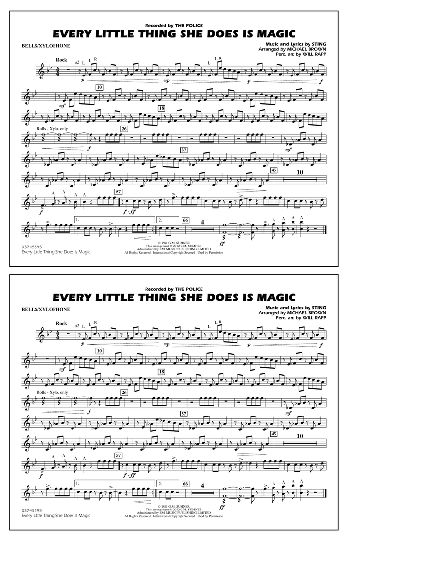 Every Little Thing She Does Is Magic - Bells/Xylophone Marching Band scores gallery preview page 1