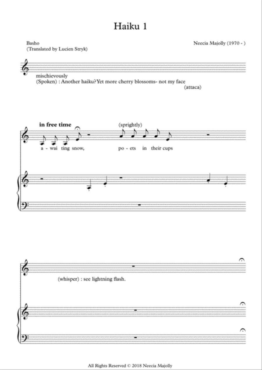 Haiku 1 for mezzo soprano and piano Mezzo-Soprano Voice scores gallery preview page 2