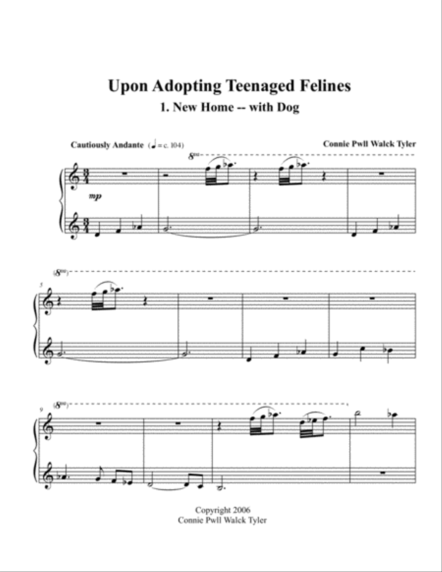 Upon Adopting Teenaged Felines Piano Solo scores gallery preview page 1