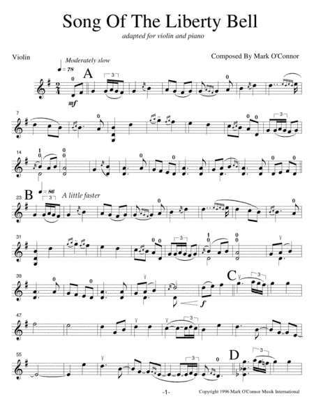 Song Of The Liberty Bell (violin solo part - violin and string orchestra) image number null
