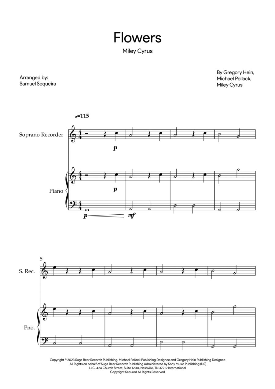 Flowers Recorder scores gallery preview page 1