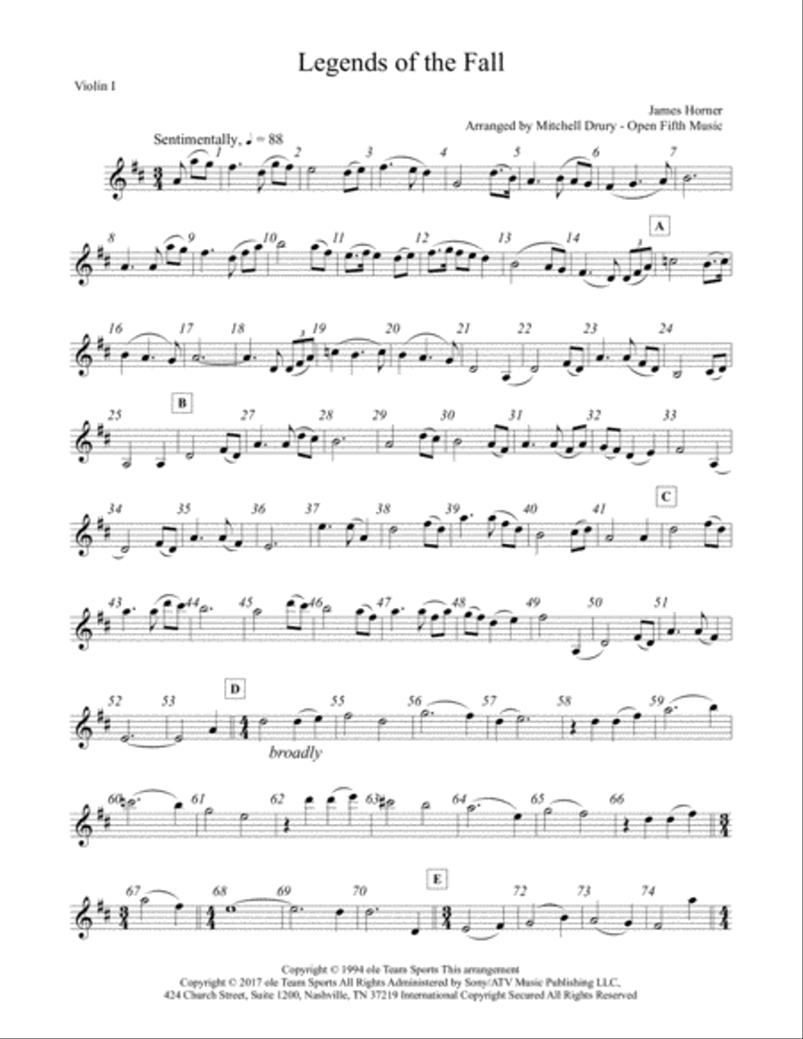 Legends Of The Fall String Quartet scores gallery preview page 1