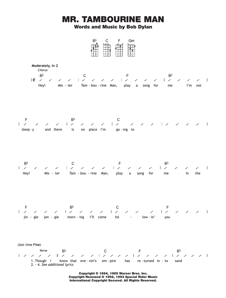 Mr. Tambourine Man Ukulele scores gallery preview page 1