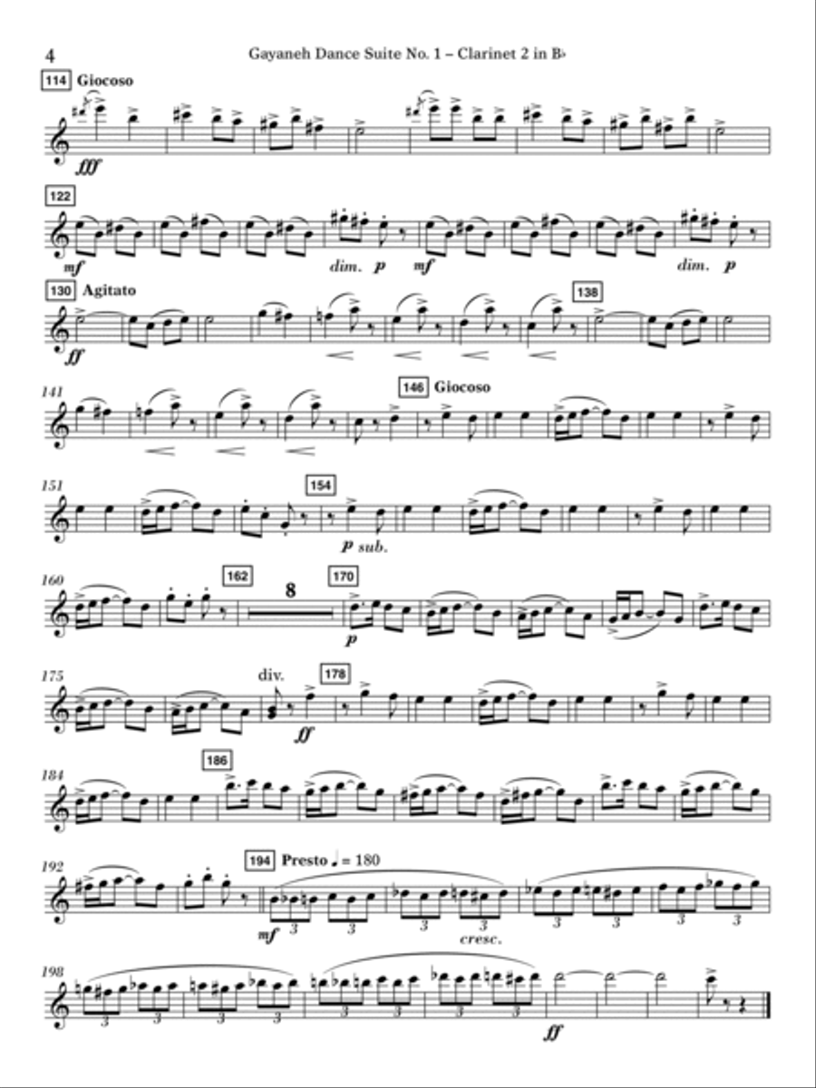 Gayenah Dance Suite No. 1 (Excerpts) (arr. Kenneth Snoeck) - Bb Clarinet 2 Concert Band scores gallery preview page 4