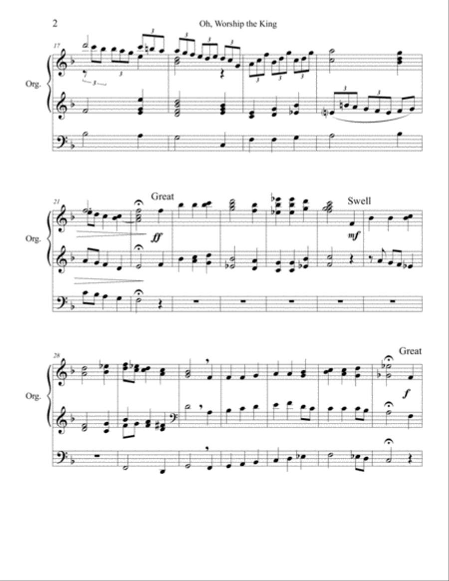 O Worship the King Organ Solo scores gallery preview page 2