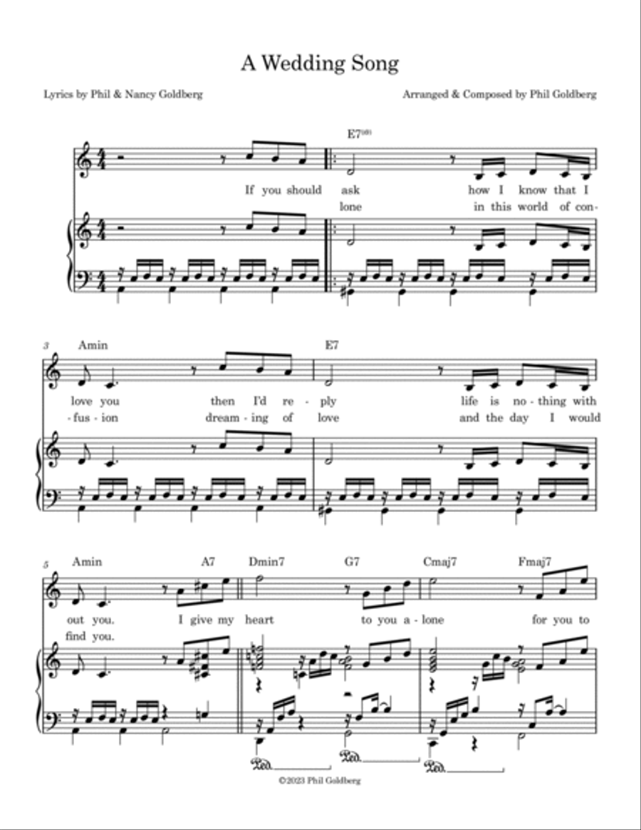 A Wedding Song Piano, Vocal, Guitar scores gallery preview page 2