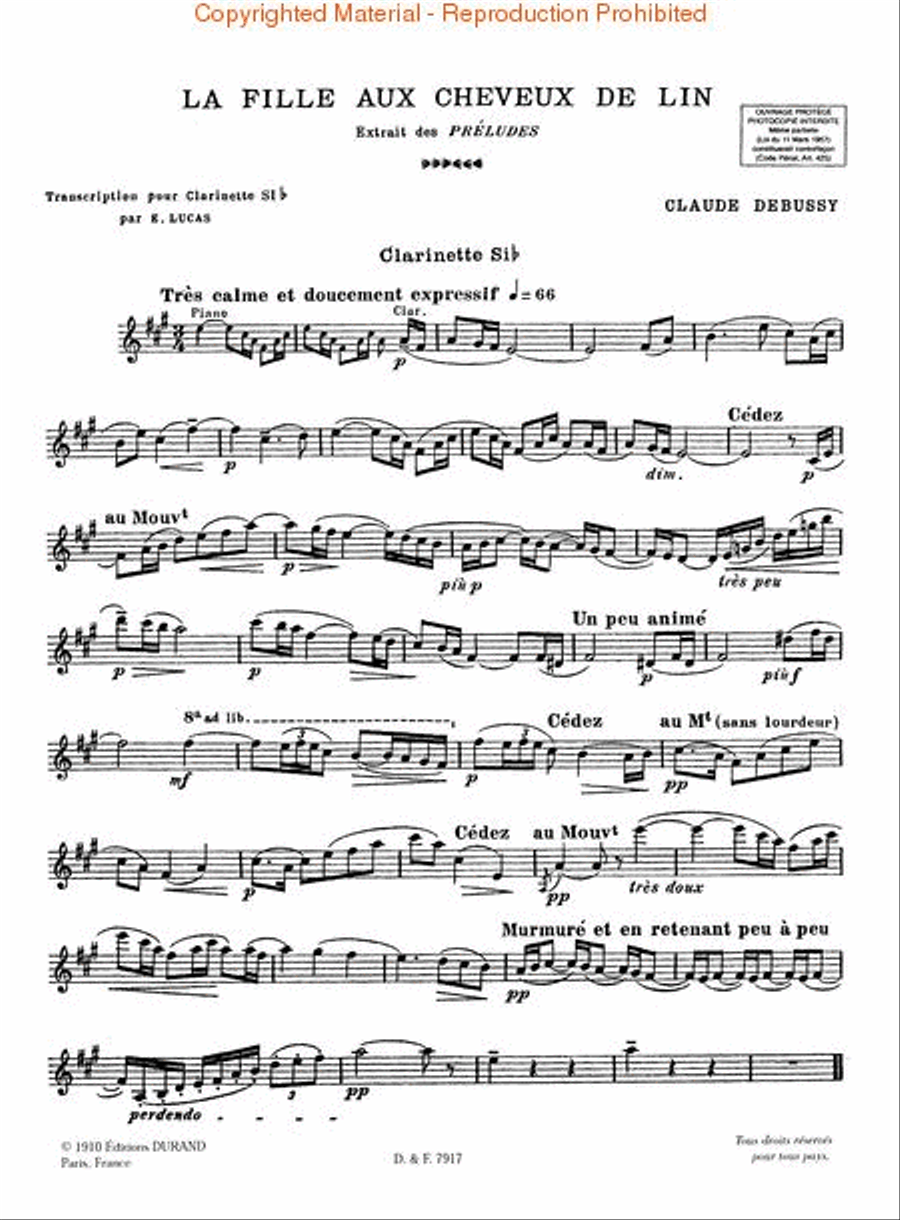 La fille aux cheveux de lin (The Girl with the Flaxen Hair) Clarinet Solo scores gallery preview page 3