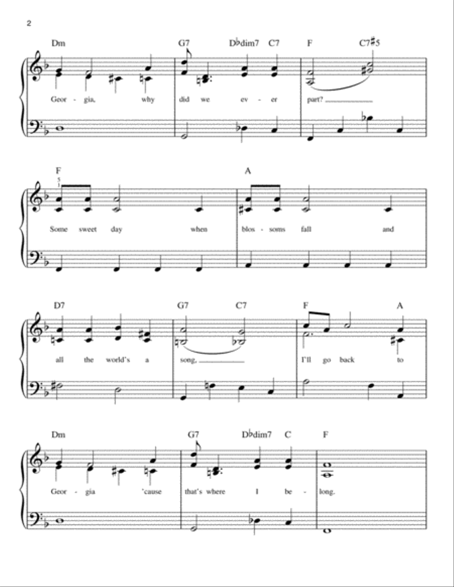 Georgia On My Mind Georgia On My Mind Easy Piano scores gallery preview page 2