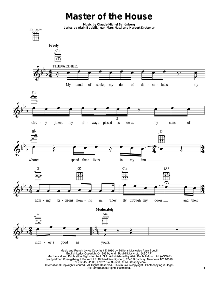Master Of The House Master Of The House Ukulele scores gallery preview page 1