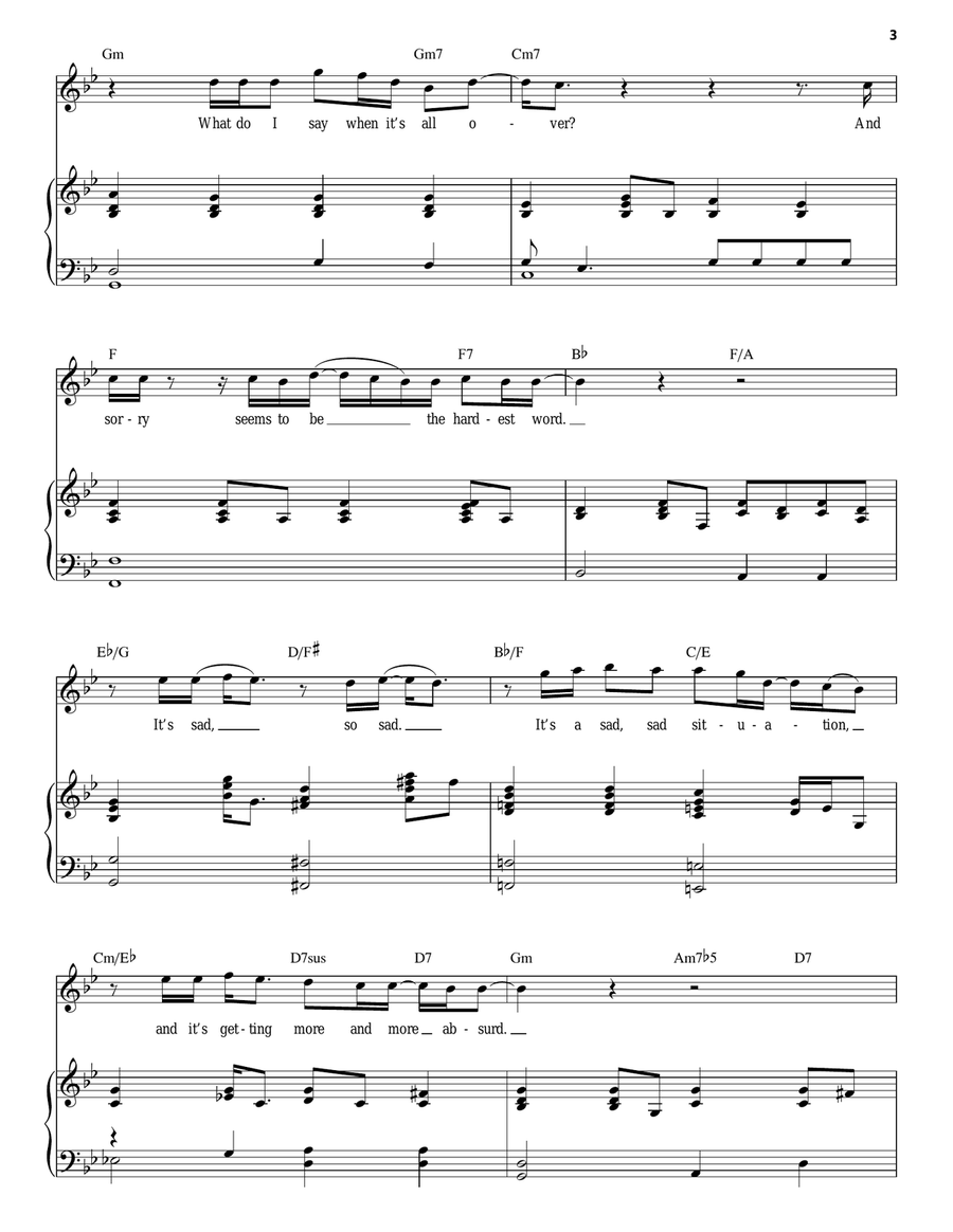 Sorry Seems To Be The Hardest Word Piano, Vocal scores gallery preview page 3
