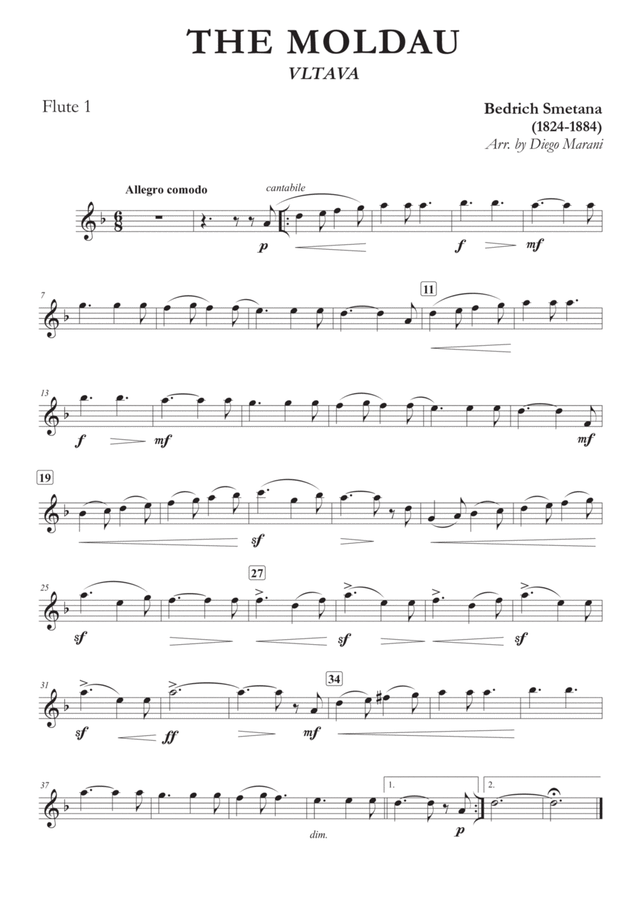 The Moldau for Two Flutes and Piano Flute Duet scores gallery preview page 1