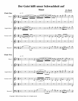 Der Geist hilft unser Schwachheit auf by J.S. Bach for Double Woodwind Choir