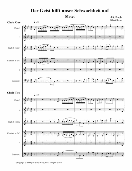 Der Geist hilft unser Schwachheit auf by J.S. Bach for Double Woodwind Choir image number null