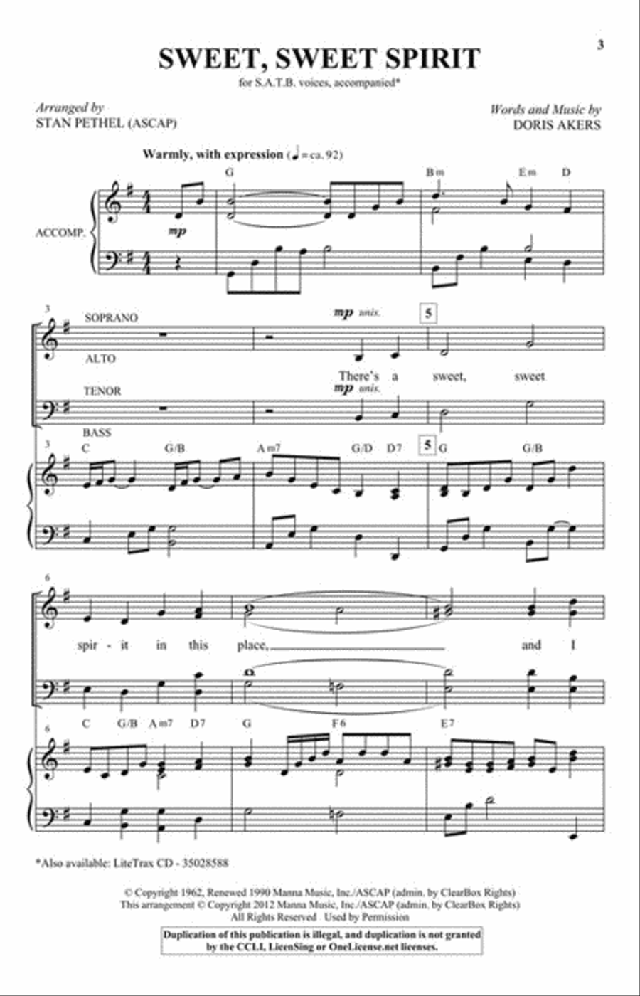 Sweet, Sweet Spirit Sweet, Sweet Spirit 4-Part scores gallery preview page 2