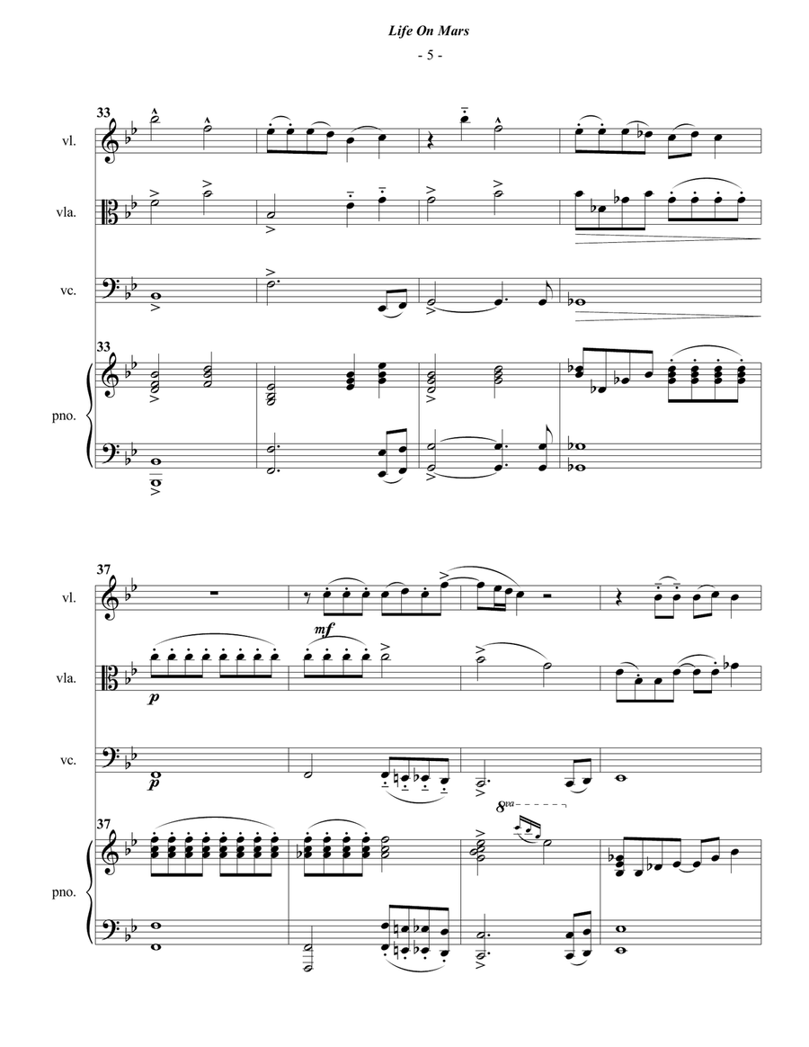 Life On Mars Piano Quartet scores gallery preview page 5