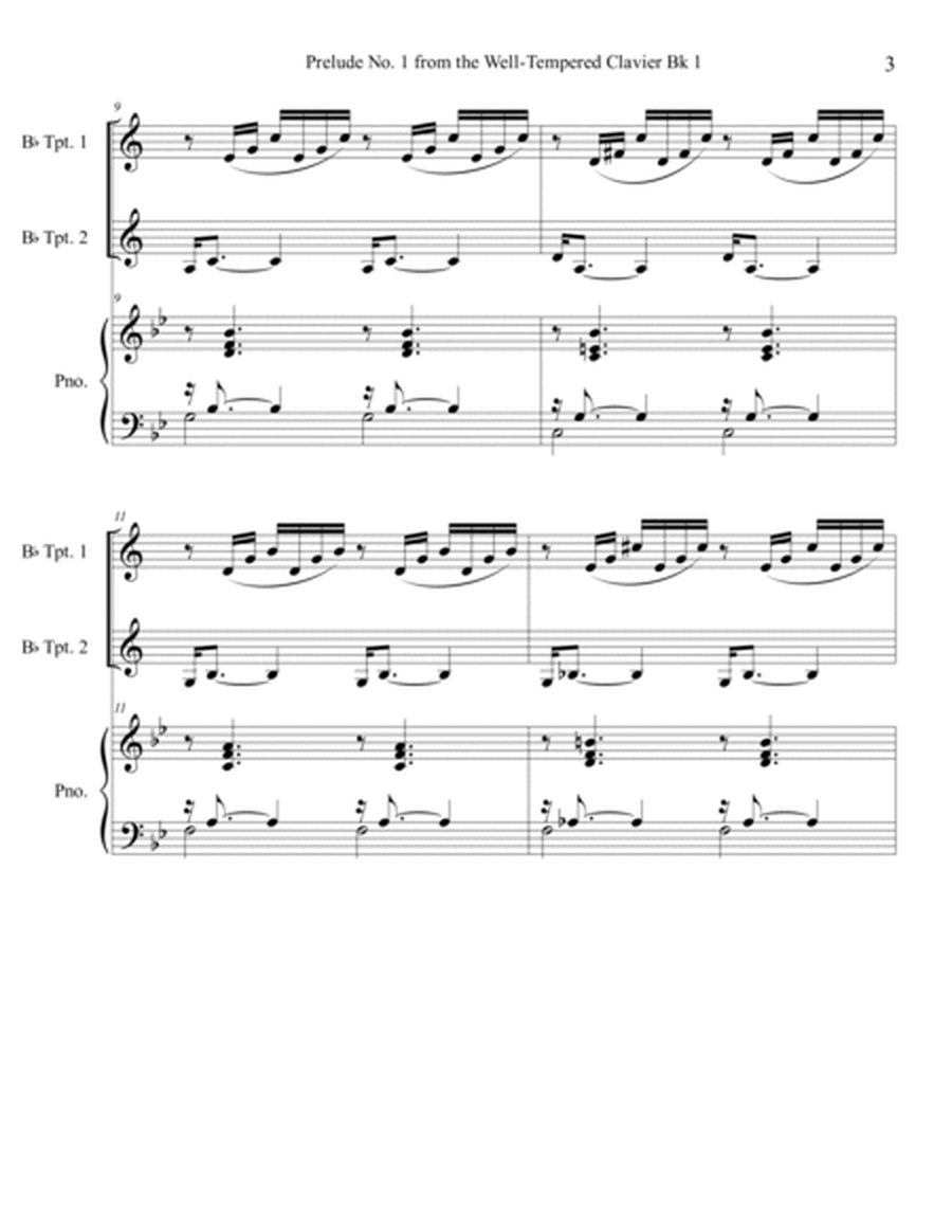 Prelude No.1 from The Well-Tempered Clavier Book 1 BWV 846 (Trumpet Duet) with optional piano accomp image number null