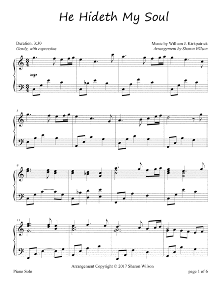 He Hideth My Soul Piano Solo scores gallery preview page 1