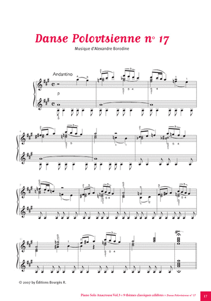 9 Thèmes classiques célèbres pour Piano 2 Mains / Anacrouse Vol.3 + CD (inclus bonus)