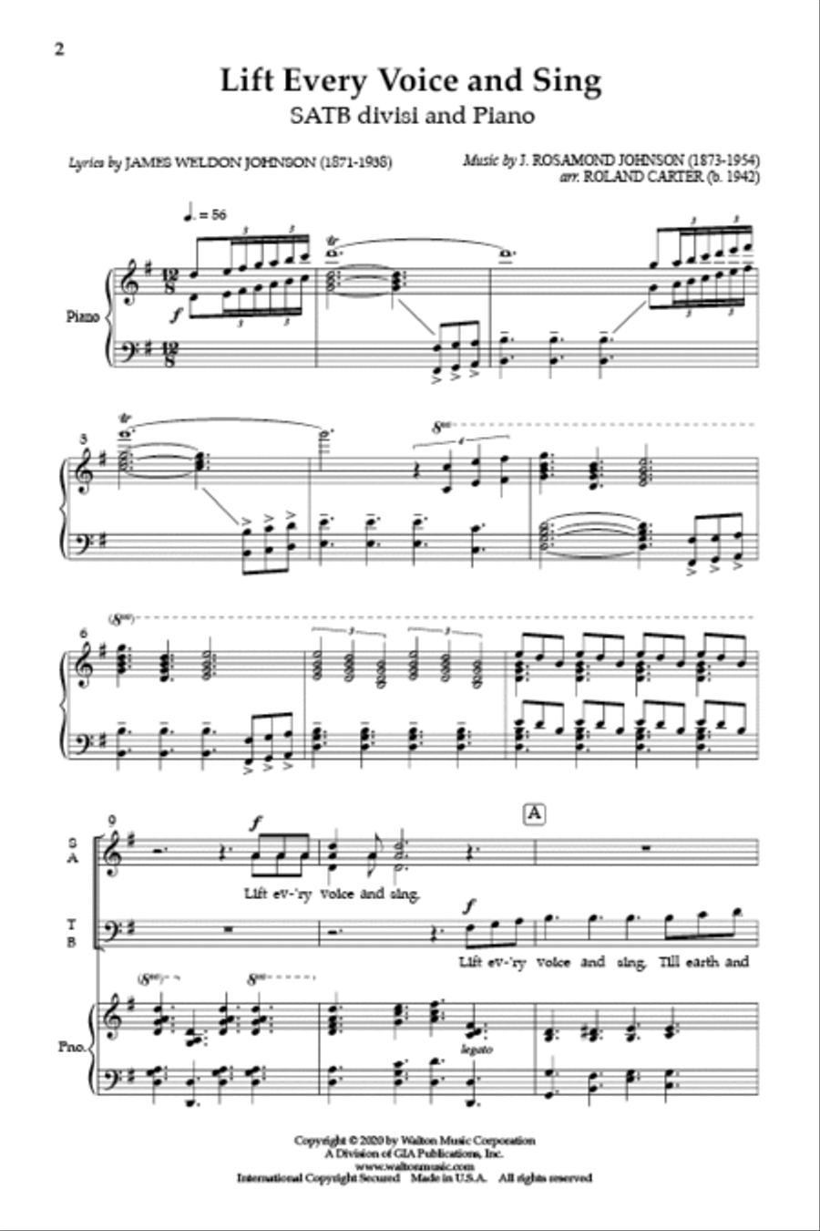 Lift Every Voice and Sing Divisi scores gallery preview page 2