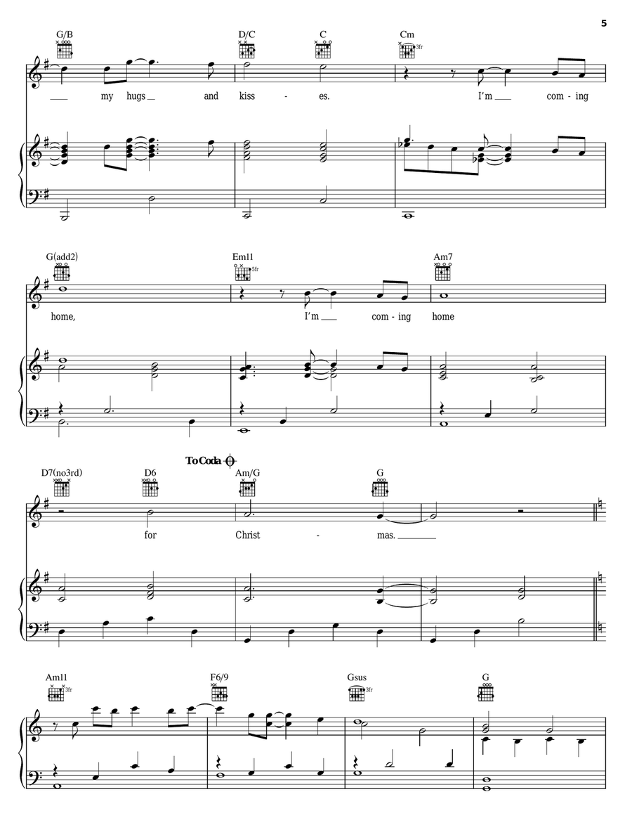 Coming Home For Christmas Piano, Vocal, Guitar scores gallery preview page 5